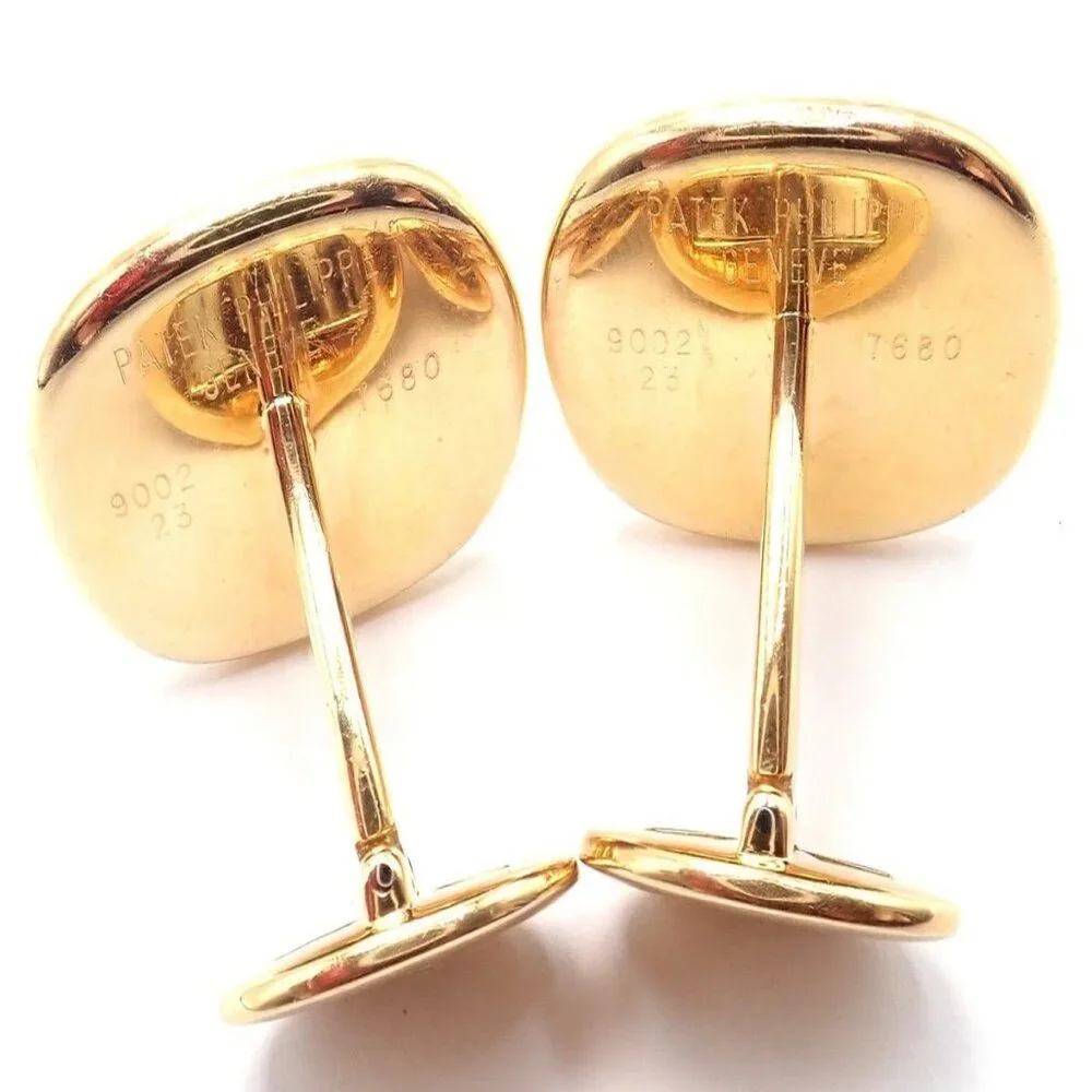 Rare! Patek Philippe 18k Yellow Gold Italian Flag Colors Enamel Large Cufflinks